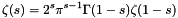 \[ \zeta(s) = 2^s \pi^{s-1} \Gamma(1-s) \zeta(1-s) \]